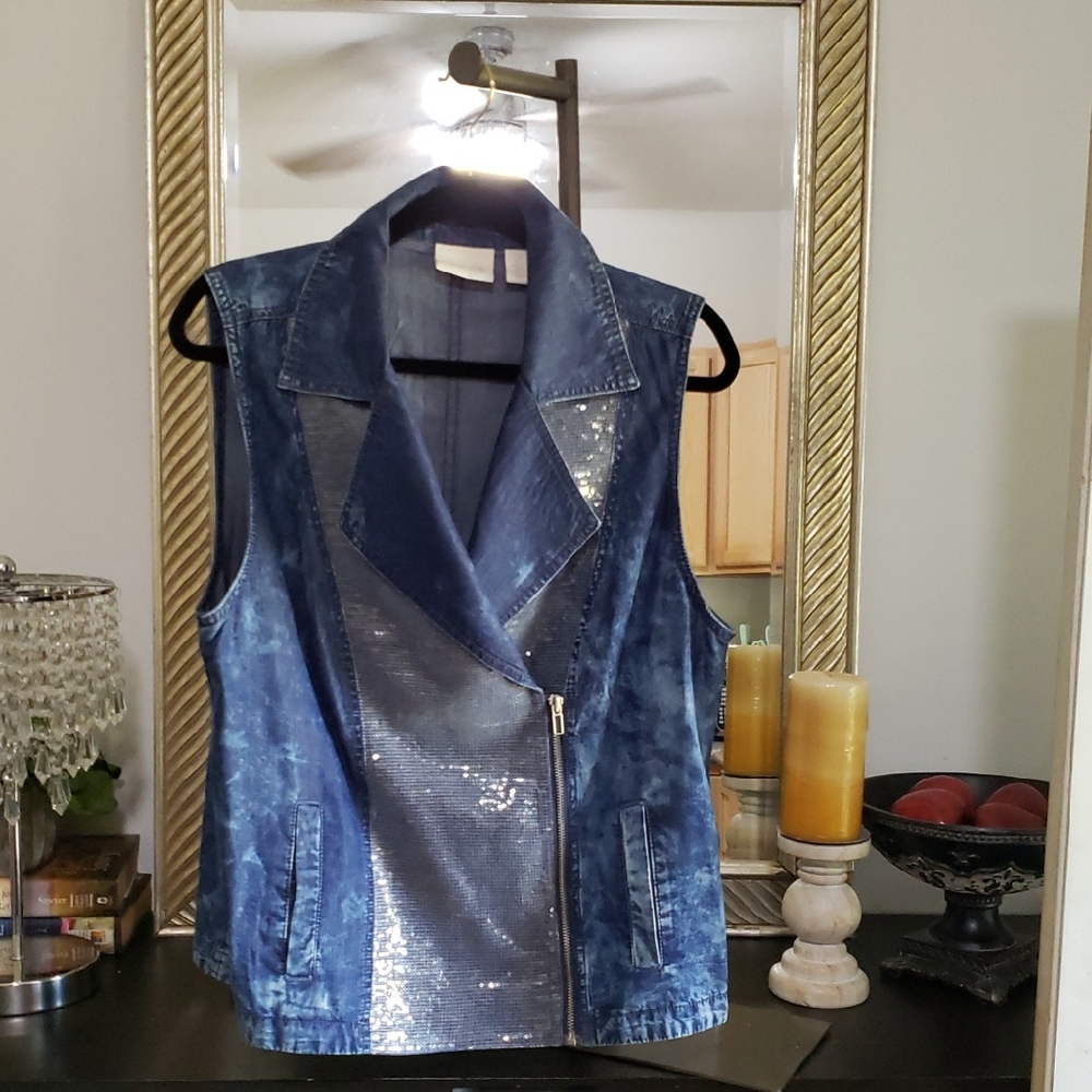 Chico's Shimmering Blue Denim Vest - Picture 2 of 7
